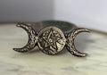 Silver Sheen Obsidan Triple Moon With Pentacle Carving