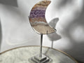 Amethyst Agate Banded Mexican Crazy Lace Agate Moon Carving