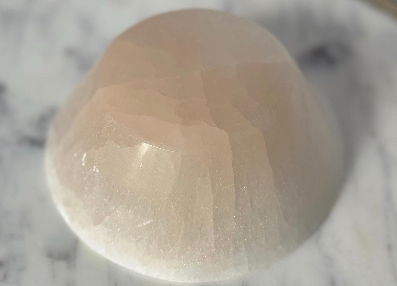 Peach Selenite Satin Spar Bowl Crystal Gemstone Carving - BIG SIZE