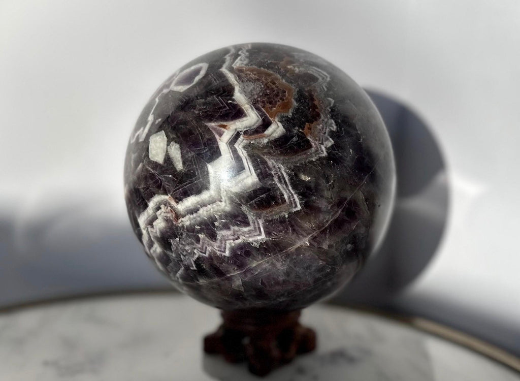 Chevron Amethyst Sphere Crystal Ball Gemstone Over 5 lbs