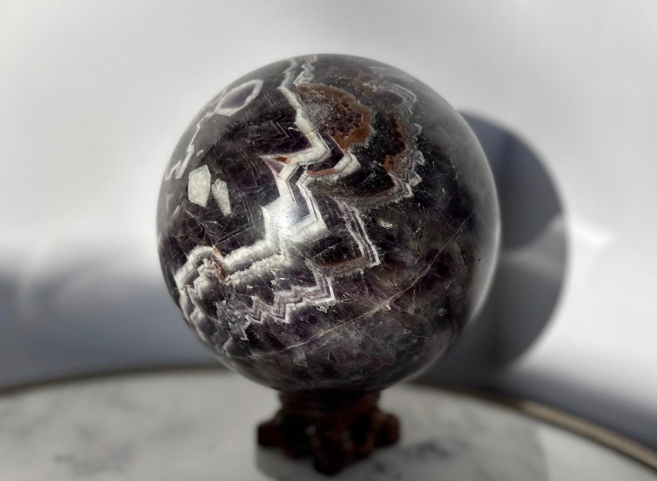 Chevron Amethyst Sphere Crystal Ball Gemstone Over 5 lbs
