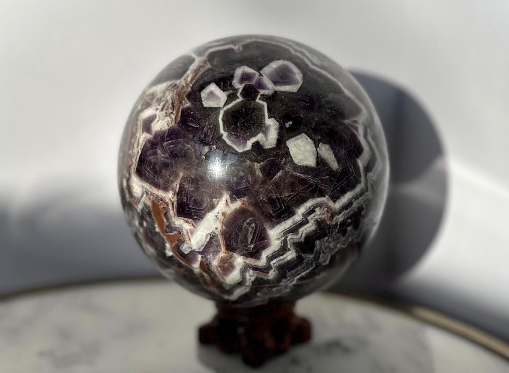 Chevron Amethyst Sphere Crystal Ball Gemstone Over 5 lbs