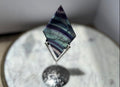 Rainbow Fluorite Diamond Carving - Silver Stand