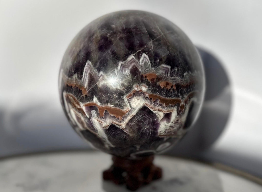 Chevron Amethyst Sphere Crystal Ball Gemstone Over 5 lbs