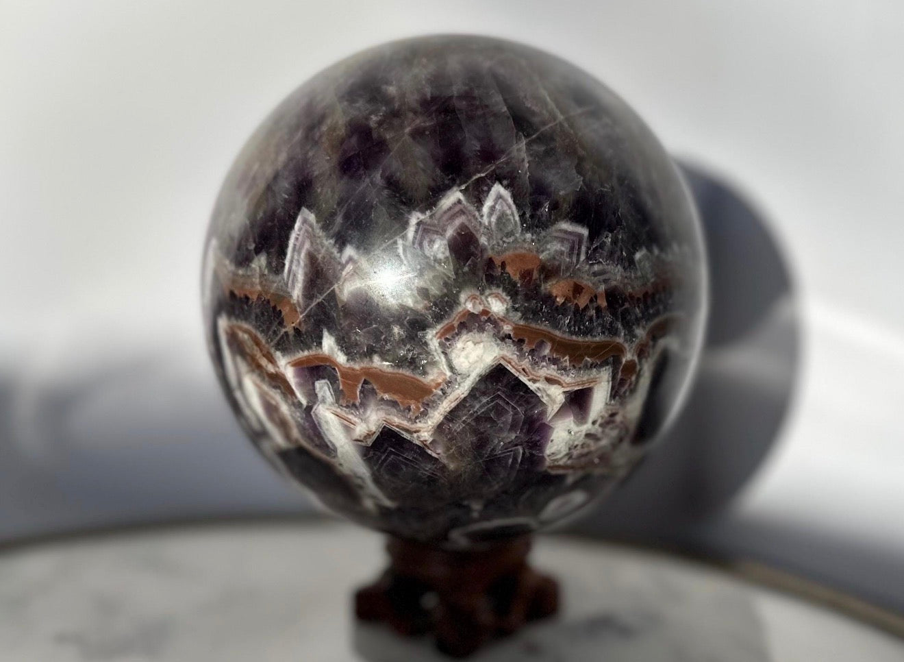 Chevron Amethyst Sphere Crystal Ball Gemstone Over 5 lbs