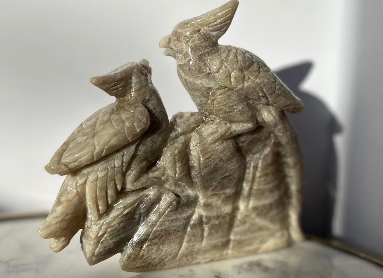 Moonstone Bird Hand Carved Statue - One Of A Kind