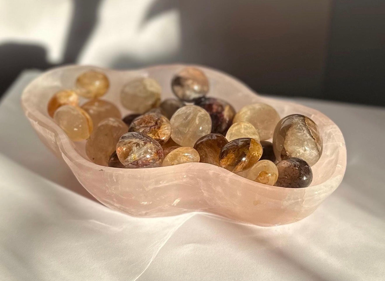 Unique High Quality Rose Quartz Crystal Bowl - Hand Carved