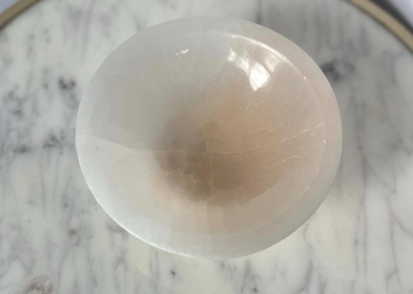 Peach Selenite Satin Spar Bowl Crystal Gemstone Carving - BIG SIZE