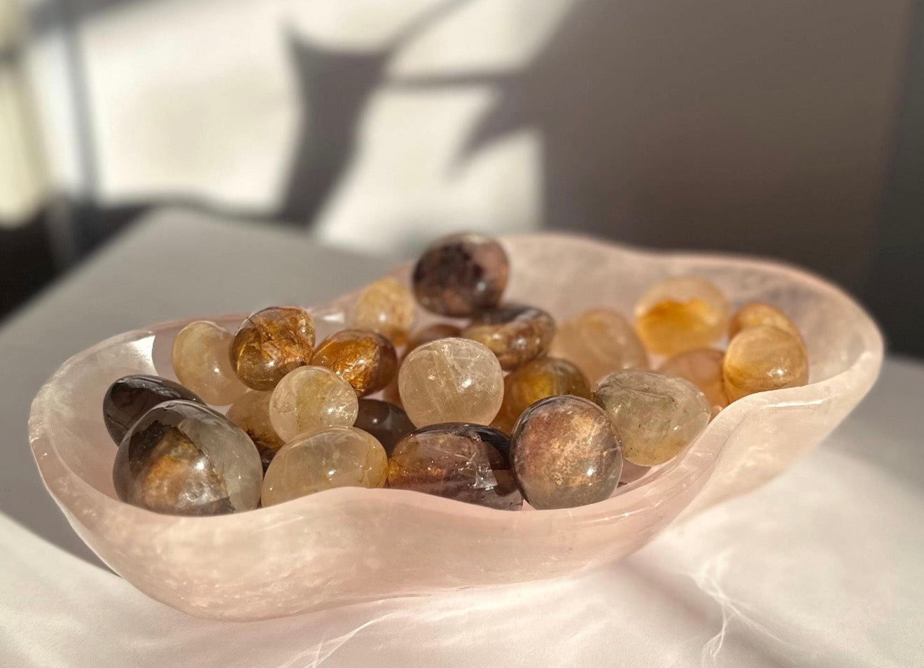 Unique High Quality Rose Quartz Crystal Bowl - Hand Carved