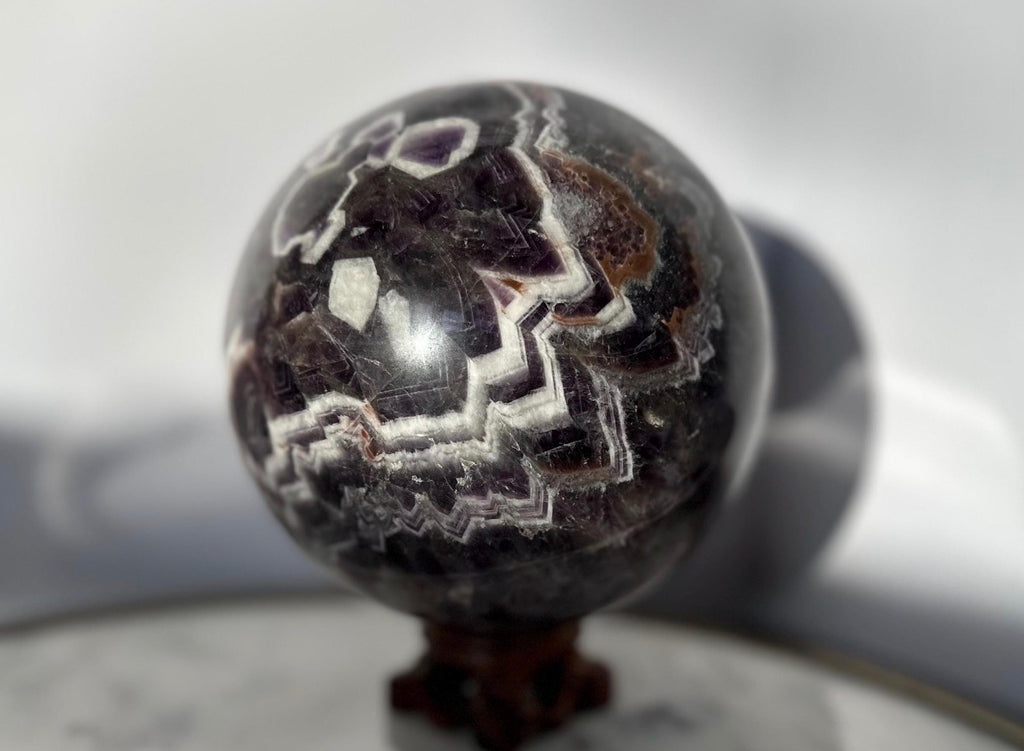 Chevron Amethyst Sphere Crystal Ball Gemstone Over 5 lbs