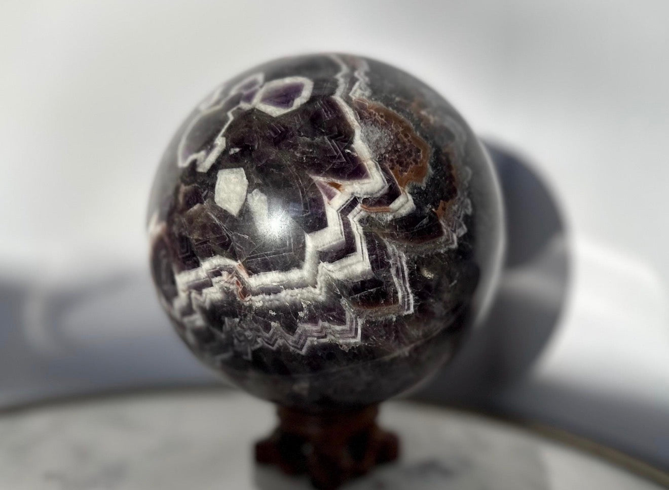 Chevron Amethyst Sphere Crystal Ball Gemstone Over 5 lbs
