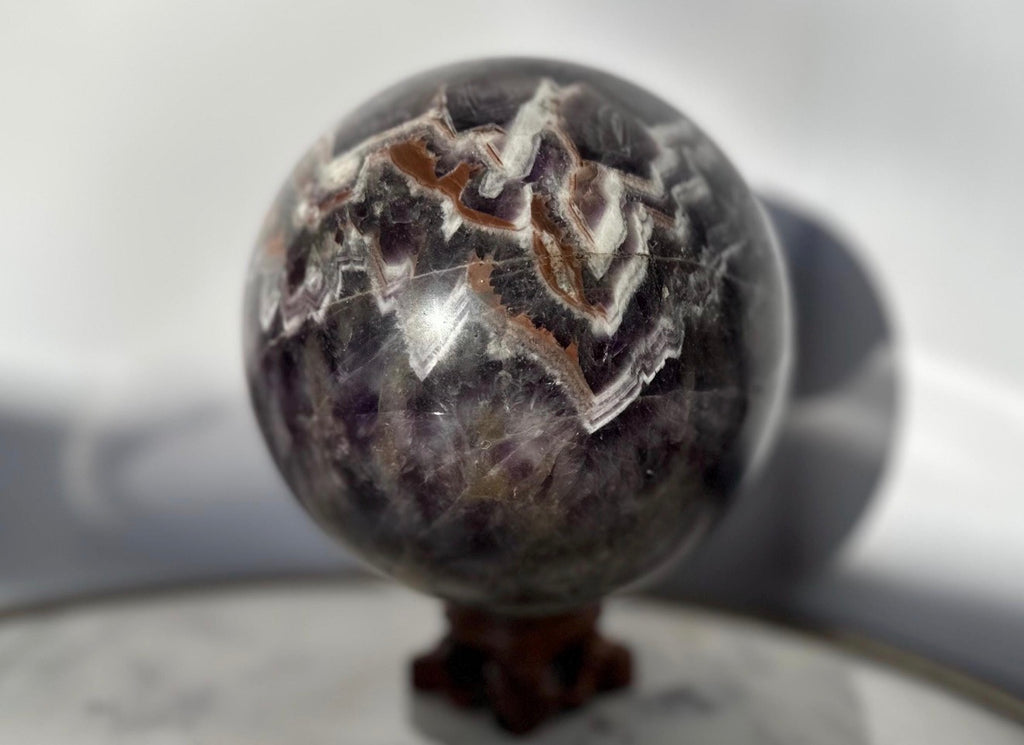 Chevron Amethyst Sphere Crystal Ball Gemstone Over 5 lbs