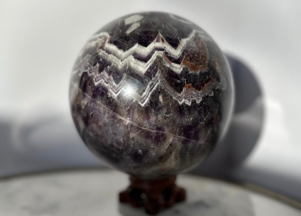 Chevron Amethyst Sphere Crystal Ball Gemstone Over 5 lbs