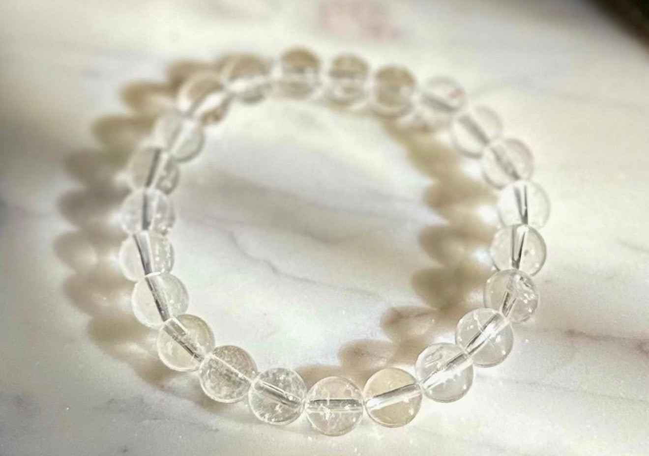 Clear Quartz Natural Crystal Gemstone Beaded Bracelet