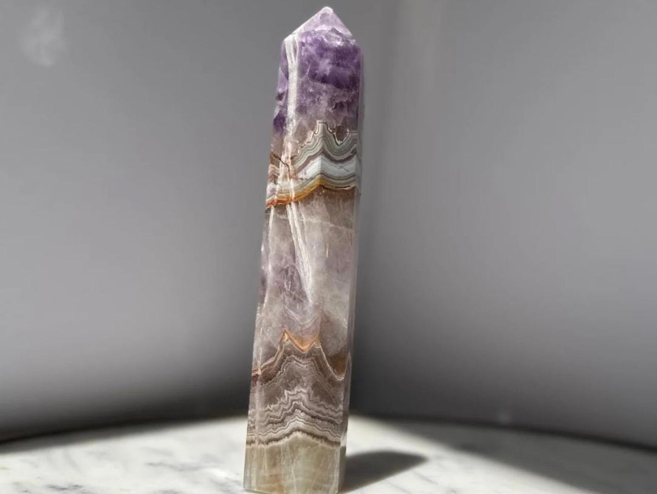 Amethyst Agate Banded Mexican Crazy Lace Agate Tower