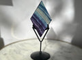 Rainbow Fluorite Diamond Carving - Black Stand
