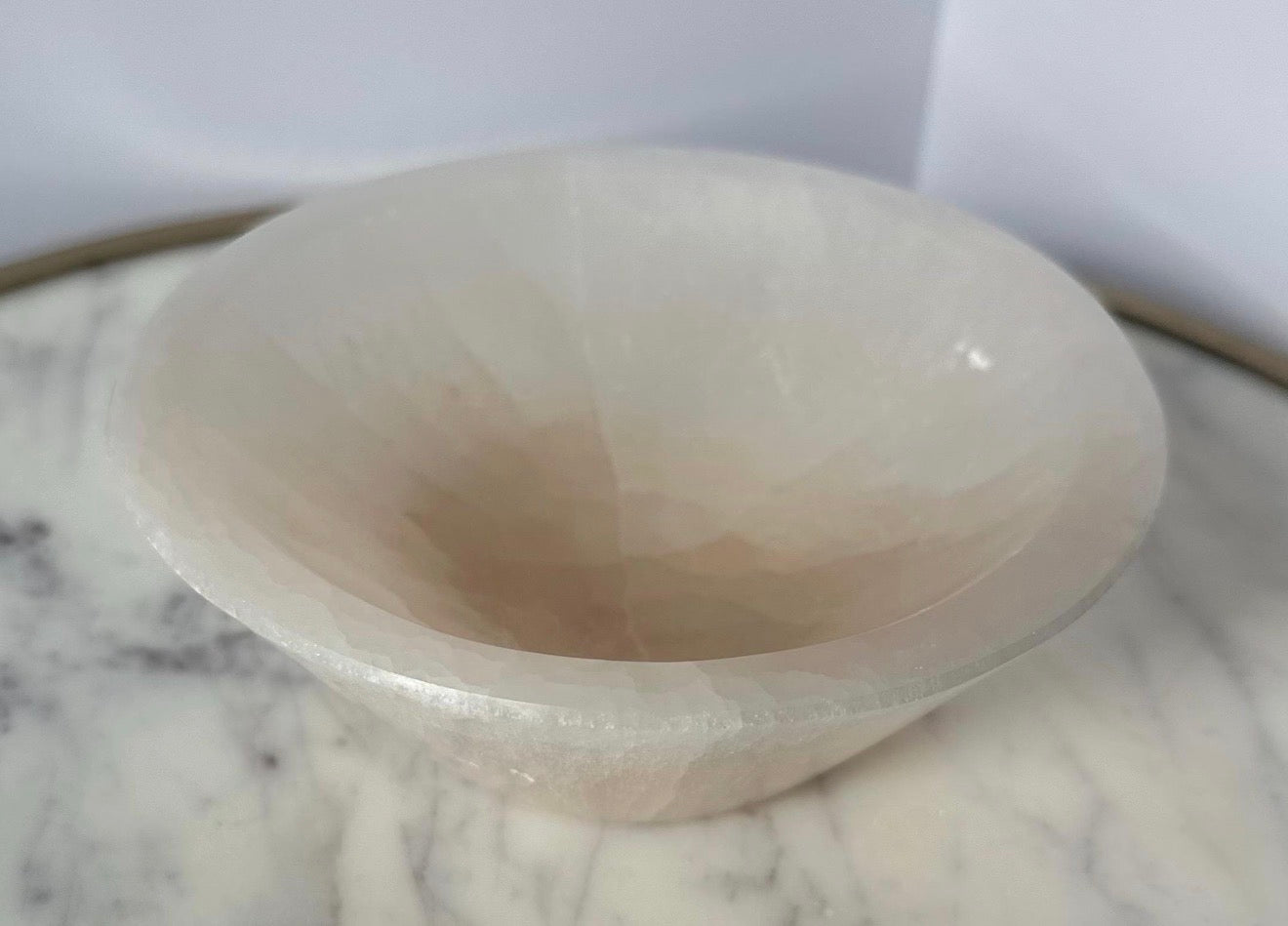 Peach Selenite Satin Spar Bowl Crystal Gemstone Carving - BIG SIZE
