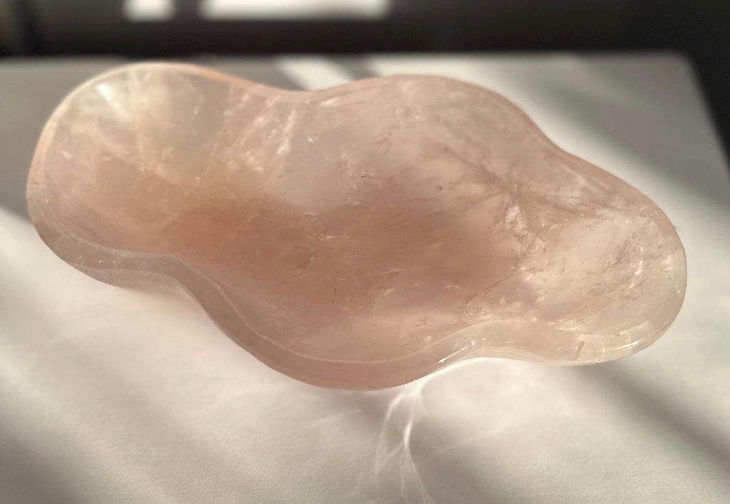 Unique High Quality Rose Quartz Crystal Bowl - Hand Carved