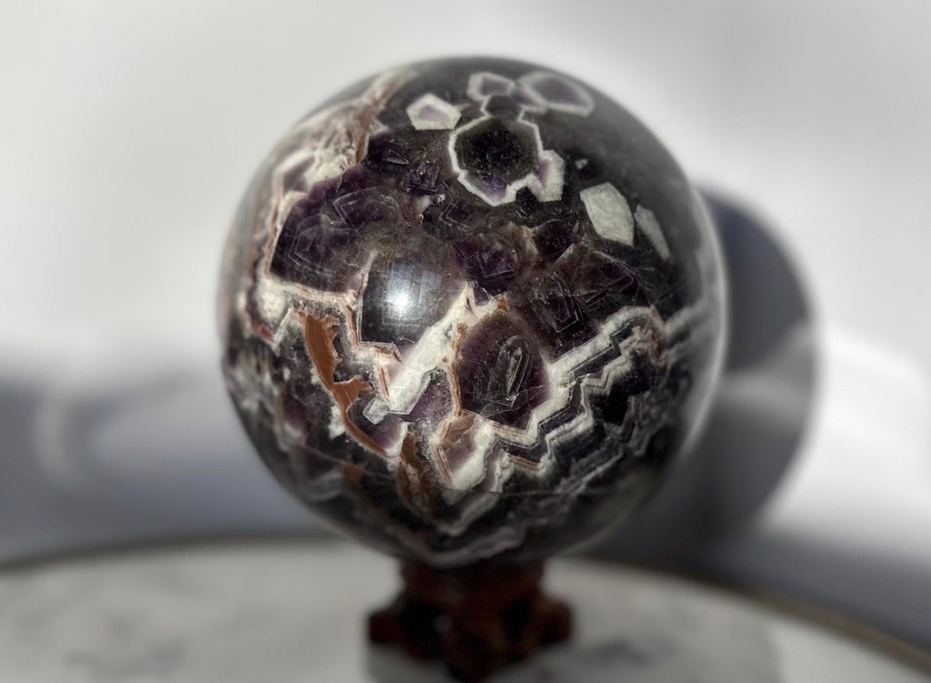 Chevron Amethyst Sphere Crystal Ball Gemstone Over 5 lbs