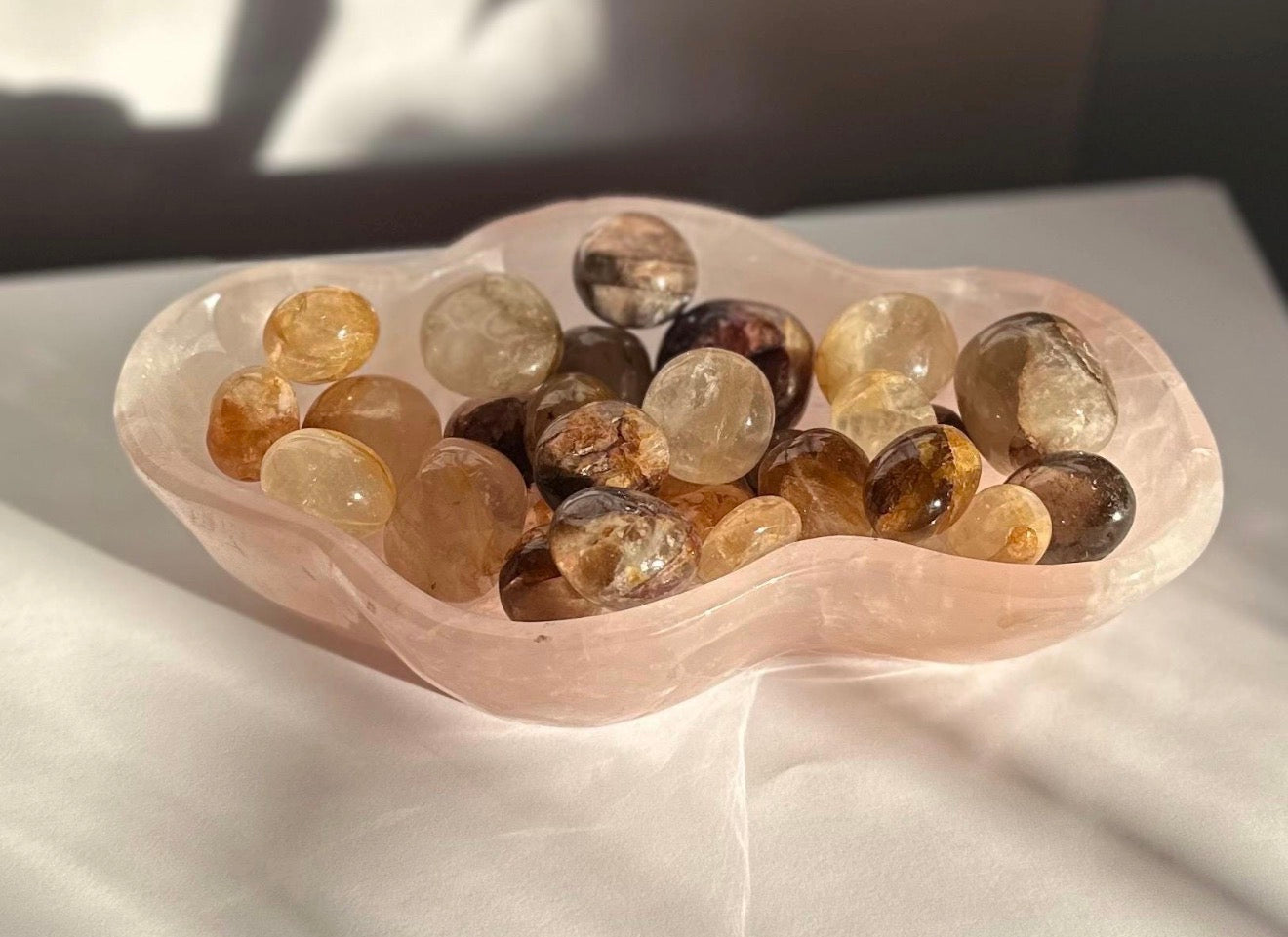 Unique High Quality Rose Quartz Crystal Bowl - Hand Carved