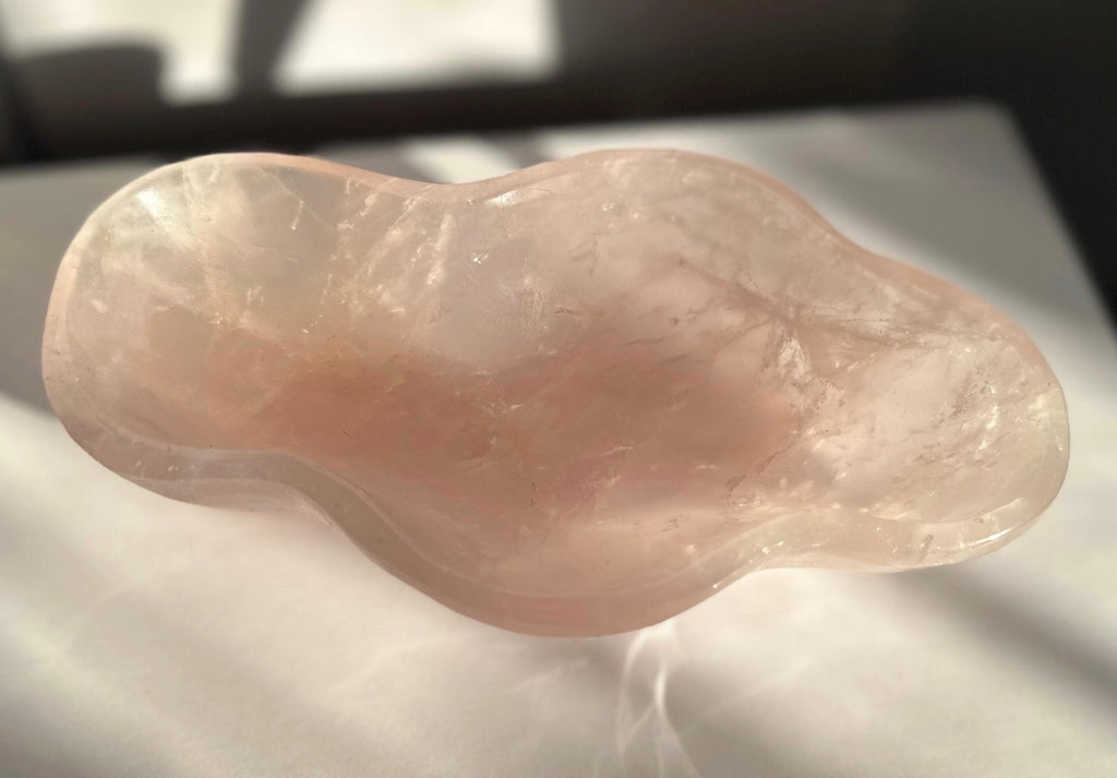 Unique High Quality Rose Quartz Crystal Bowl - Hand Carved