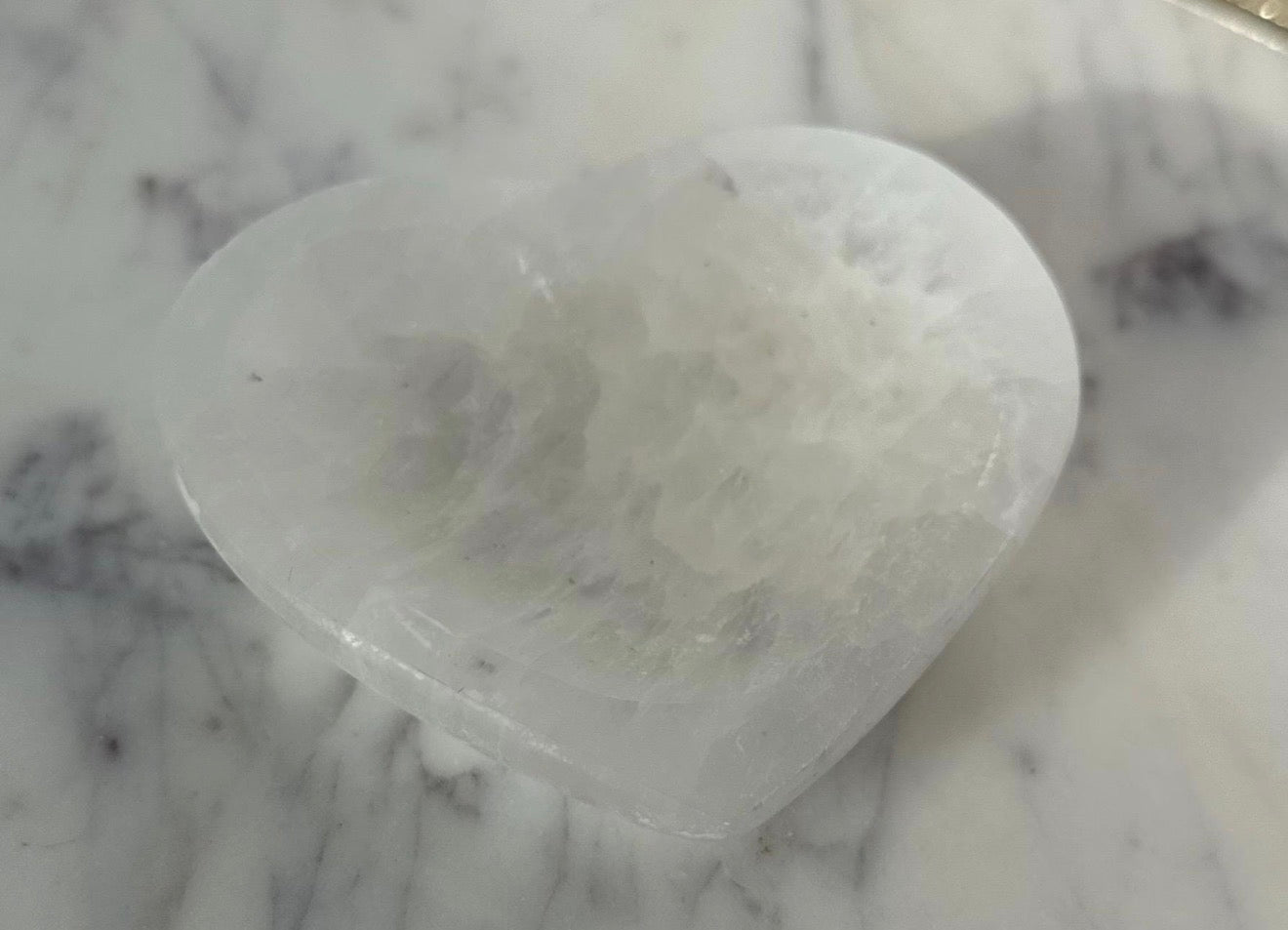 Selenite Satin Spar Crystal Bowl Crystal Gemstone Carving - Heart Or Leaf Shaped