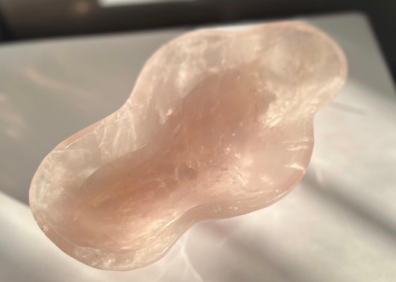 Unique High Quality Rose Quartz Crystal Bowl - Hand Carved