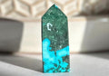 Malachite Chrysocolla Inclusion Point - Rare Crystal Combination