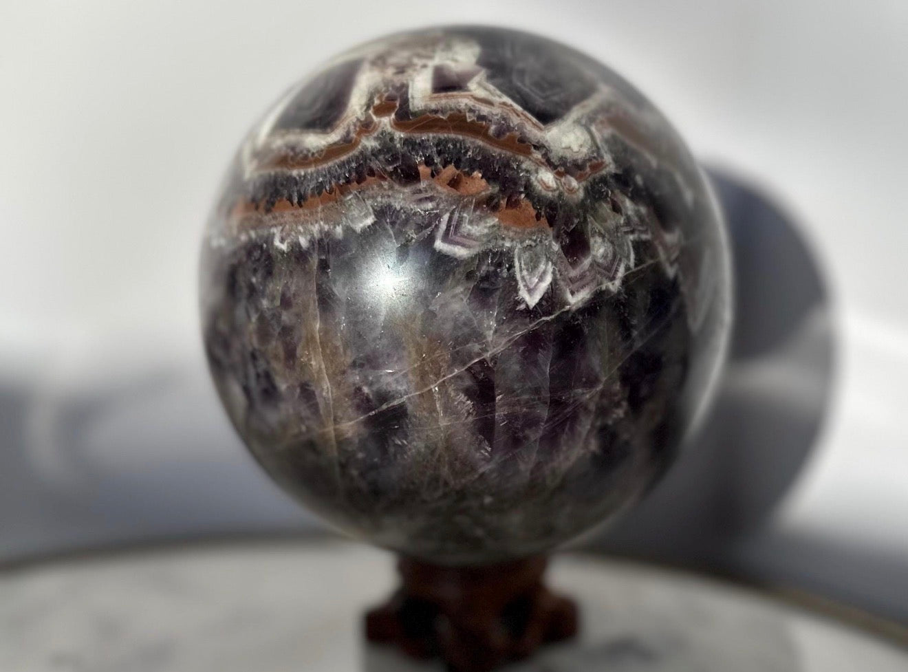 Chevron Amethyst Sphere Crystal Ball Gemstone Over 5 lbs