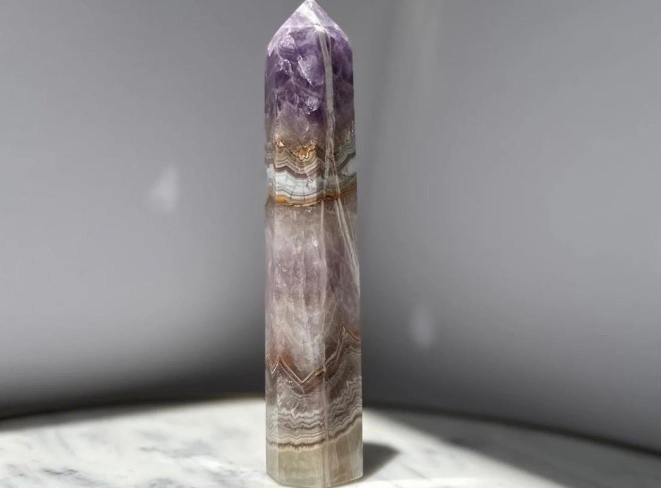 Amethyst Agate Banded Mexican Crazy Lace Agate Tower