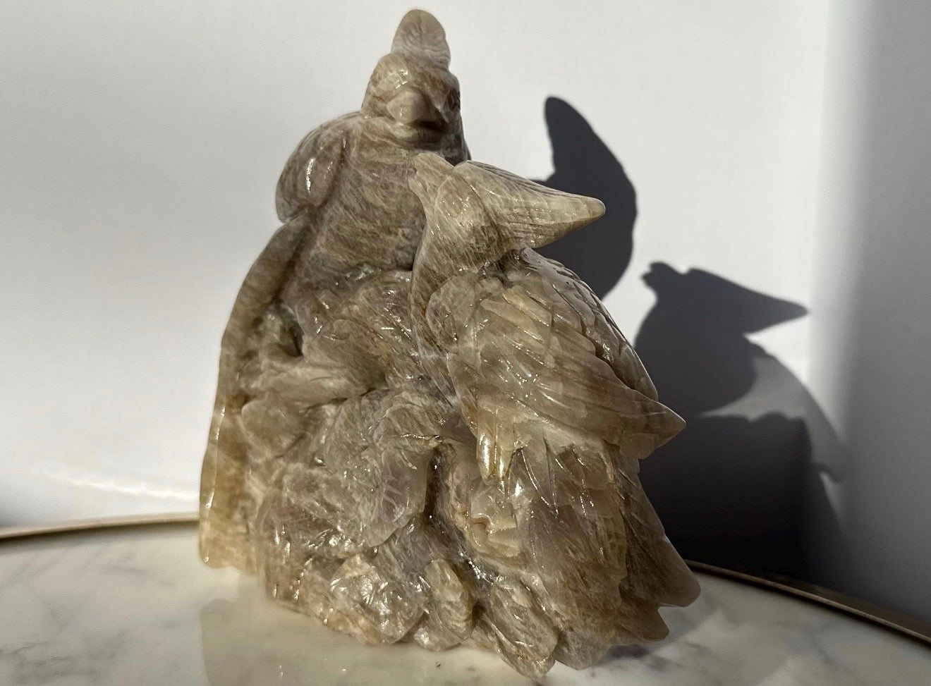 Moonstone Bird Hand Carved Statue - One Of A Kind
