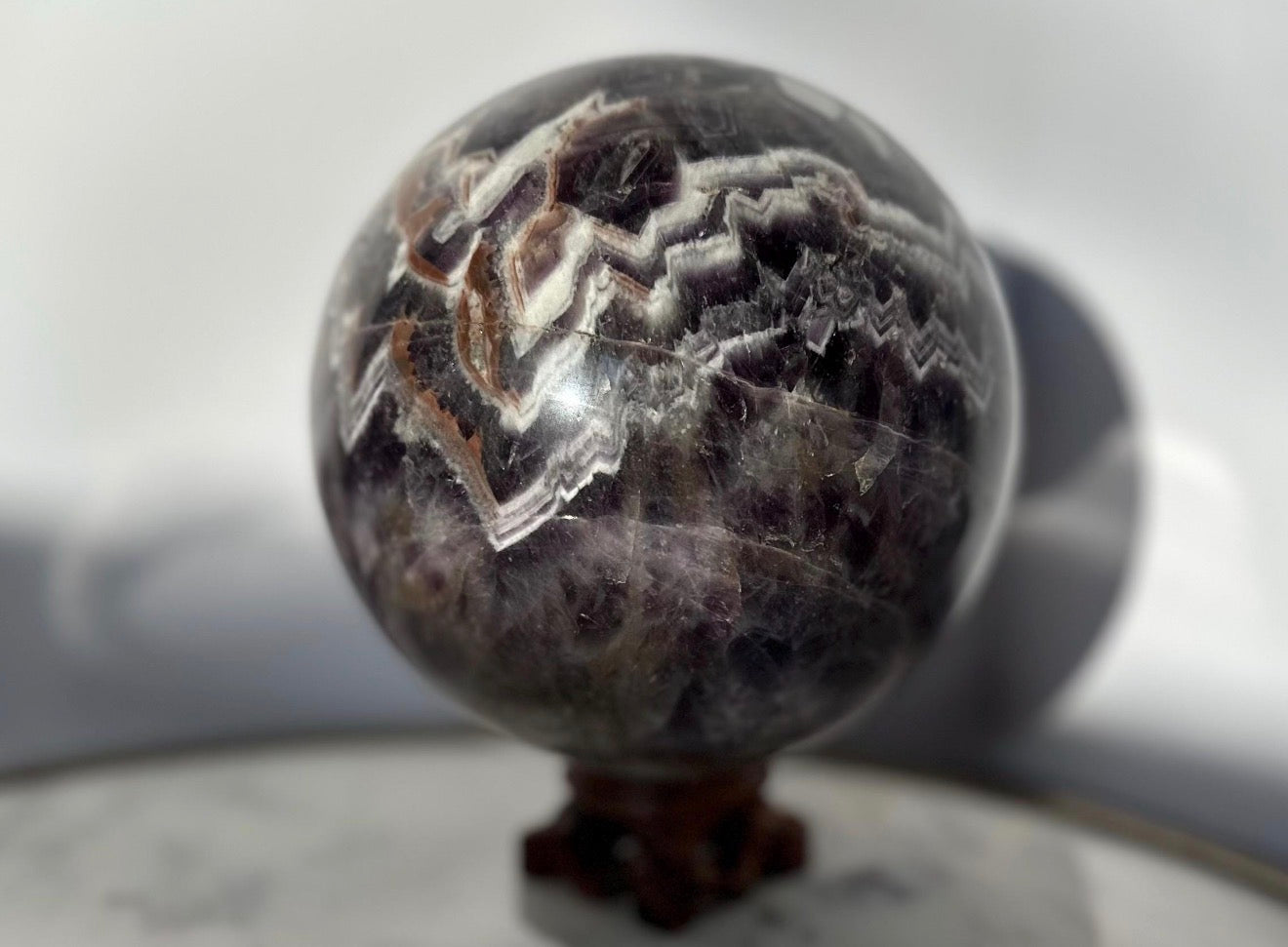 Chevron Amethyst Sphere Crystal Ball Gemstone Over 5 lbs