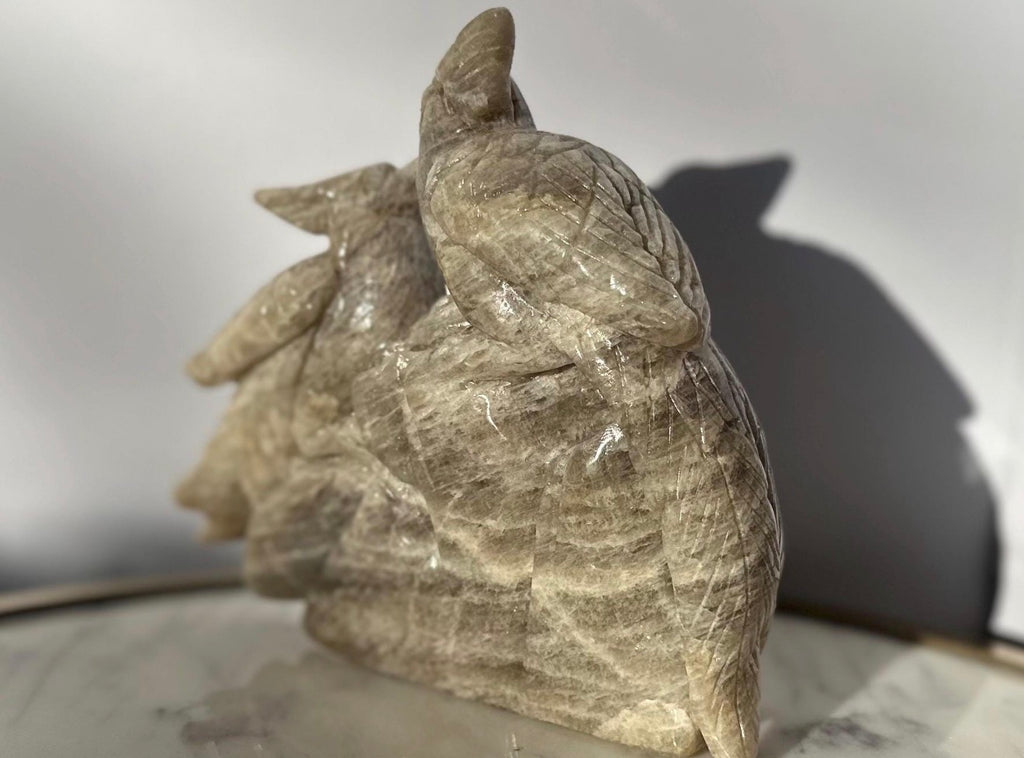 Moonstone Bird Hand Carved Statue - One Of A Kind
