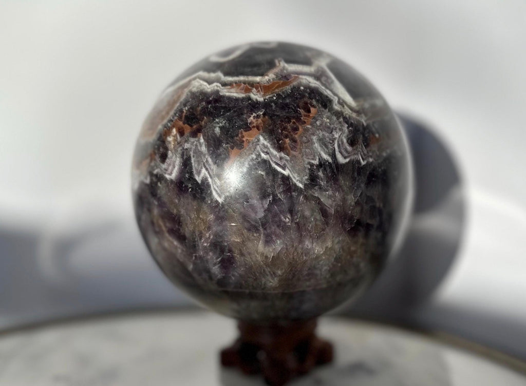 Chevron Amethyst Sphere Crystal Ball Gemstone Over 5 lbs
