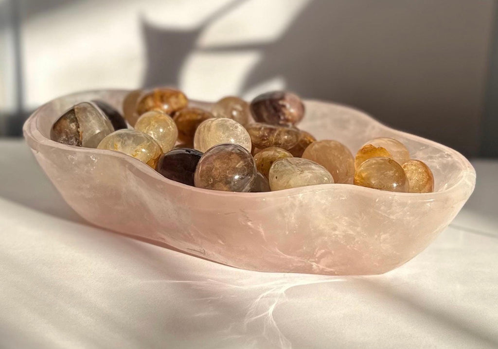 Unique High Quality Rose Quartz Crystal Bowl - Hand Carved